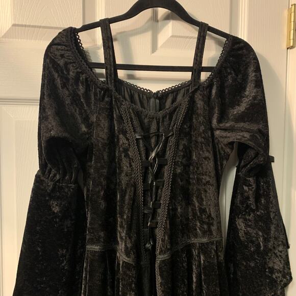 Lip Service Women's Whimsigoth Crushed Velvet Maxi Dress Size 1X Corset Witchy - Picture 3 of 16